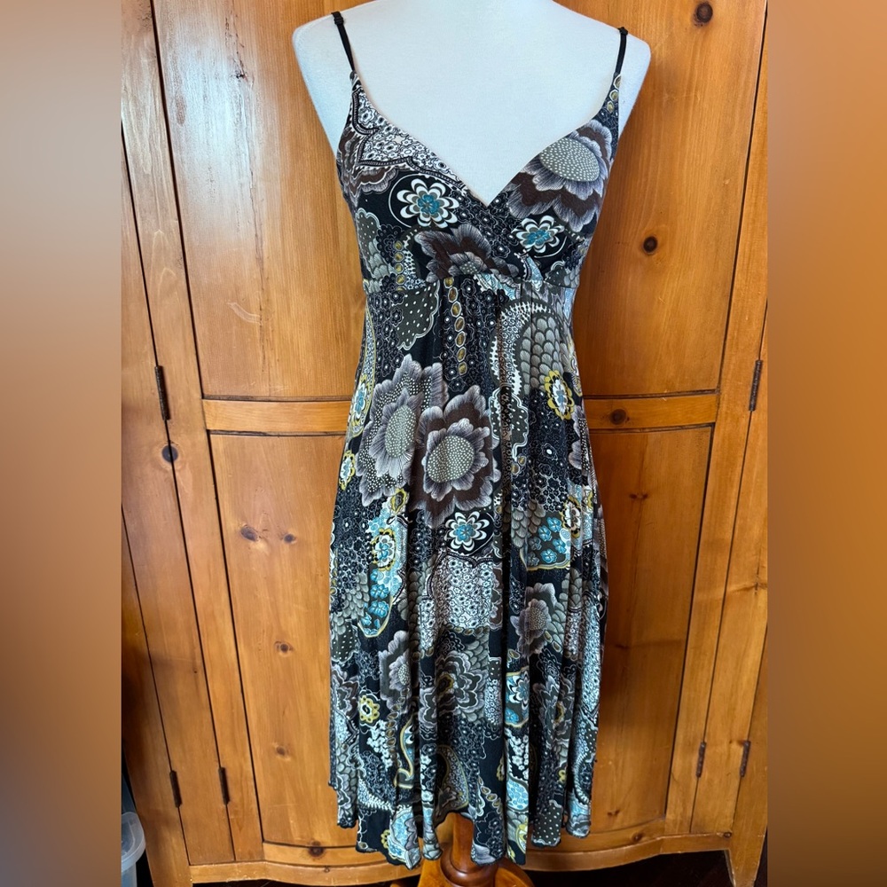 Anthropologie midi floral cotton sundress, built-in bra, size S. Great condition